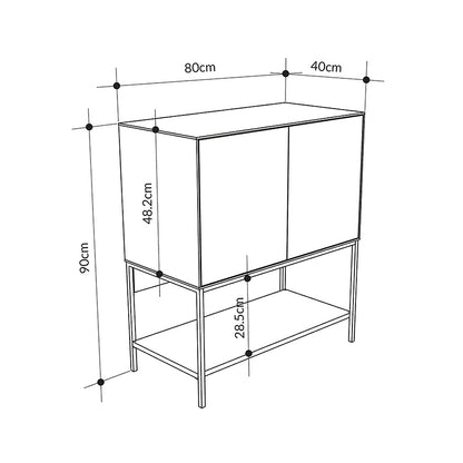 Amira Buffet Walnut Color UD - Black Wood 80x40x90