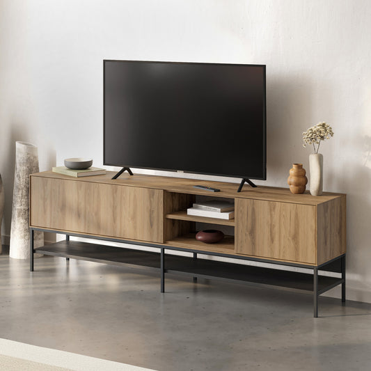 Έπιπλο Τηλεόρασης Amira Χρώμα Καρυδί UD - Black Wood 180x35x55