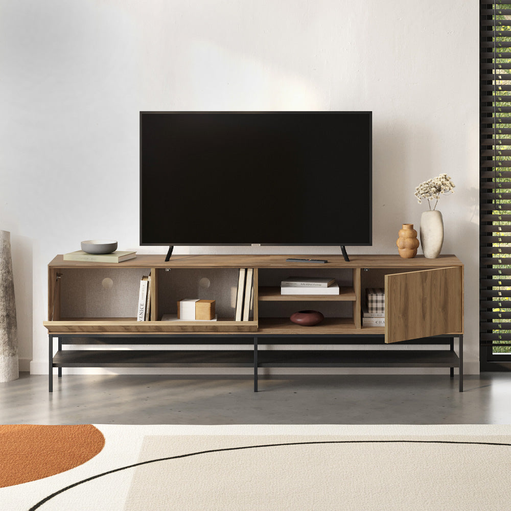 TV Stand Amira Walnut UD - Black Wood 180x35x55