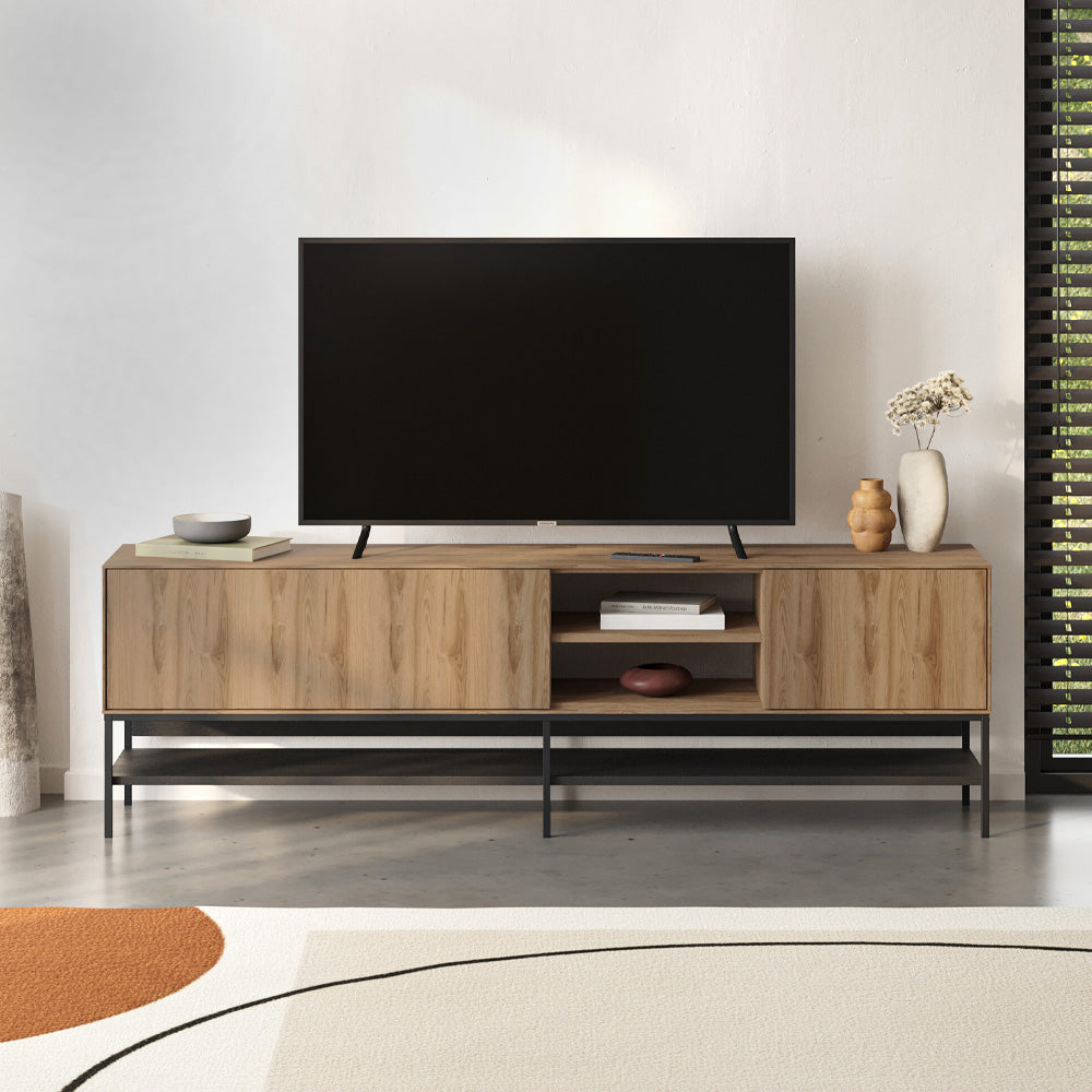 TV Stand Amira Walnut UD - Black Wood 180x35x55