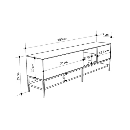 TV Stand Amira Walnut UD - Black Wood 180x35x55