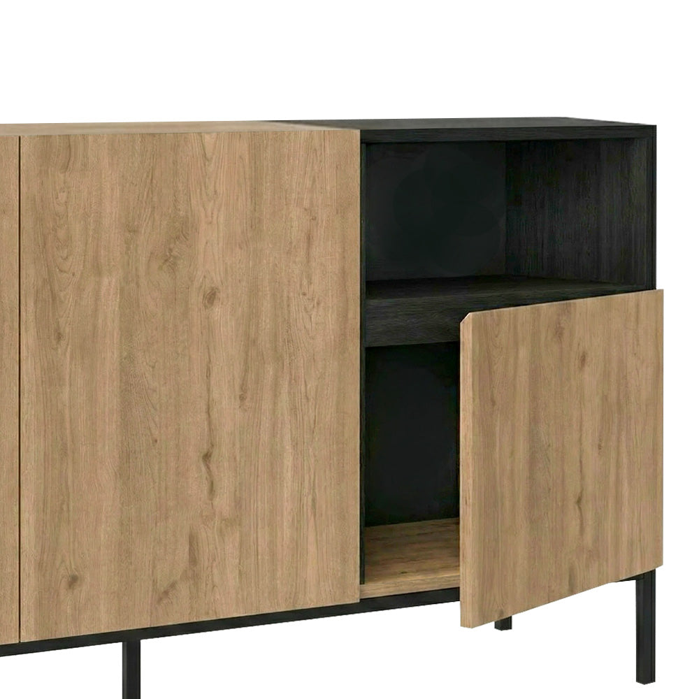 Μπουφές Cailin Χρώμα Sepet Oak - Black Wood 140x41,8x80