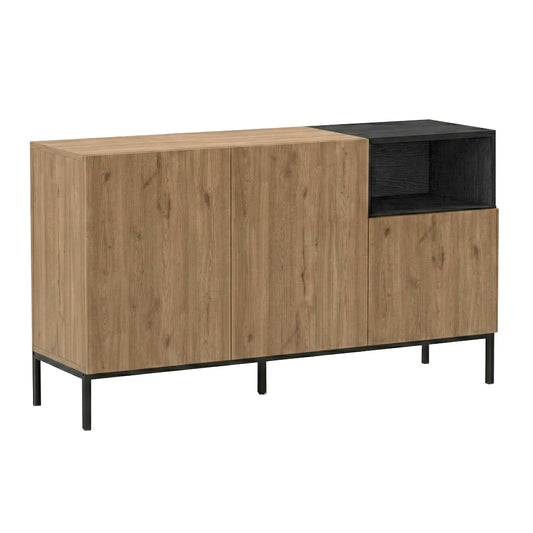 Μπουφές Cailin Χρώμα Sepet Oak - Black Wood 140x41,8x80