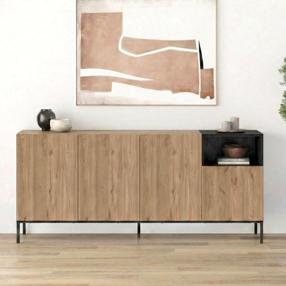 Μπουφές Cailin Χρώμα Sepet Oak - Black Wood 180x41,8x80