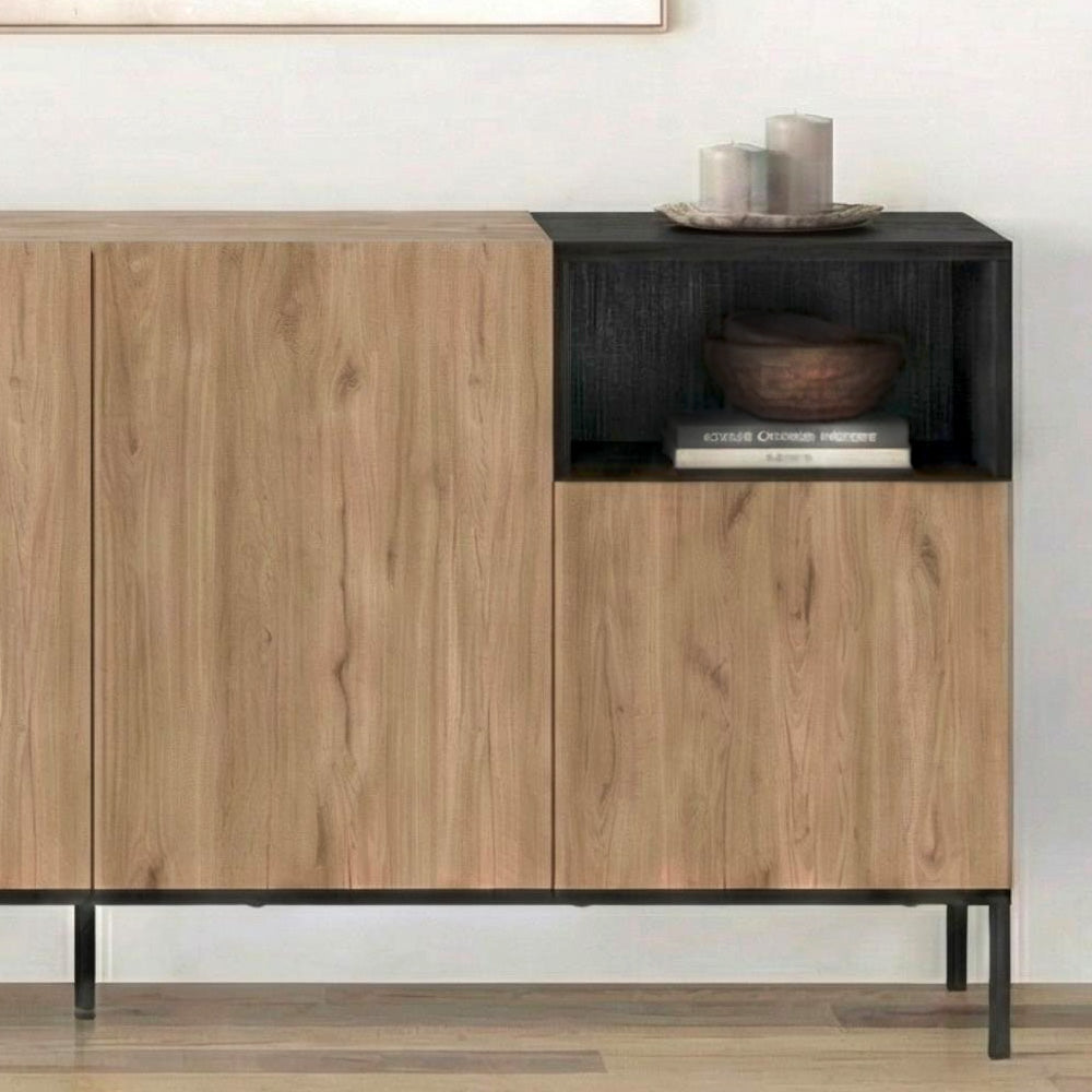 Μπουφές Cailin Χρώμα Sepet Oak - Black Wood 180x41,8x80