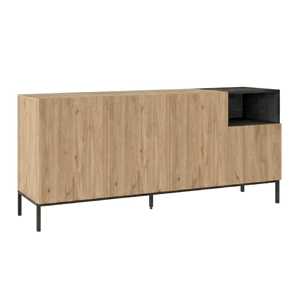 Μπουφές Cailin Χρώμα Sepet Oak - Black Wood 180x41,8x80
