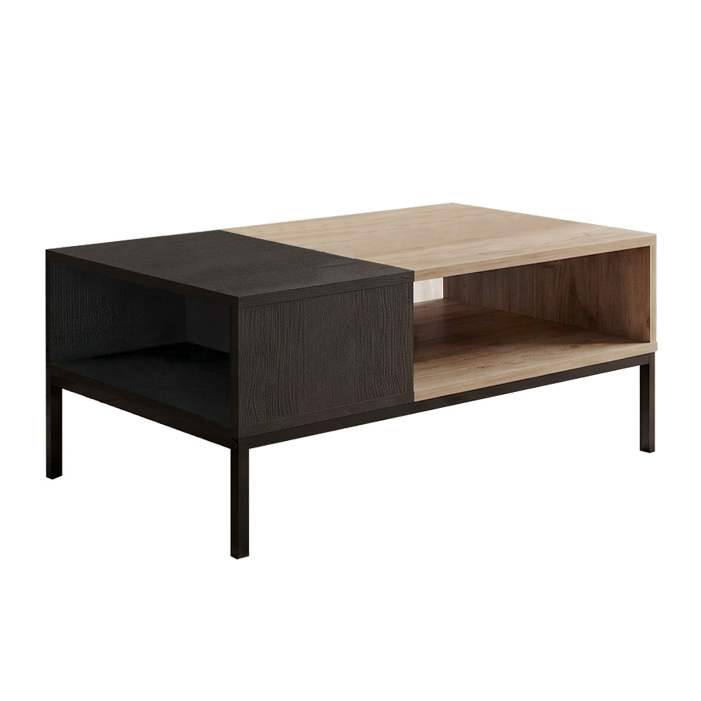 Τραπεζάκι Σαλονιού Cailin Χρώμα Sepet Oak - Black Wood 90x56x40,6