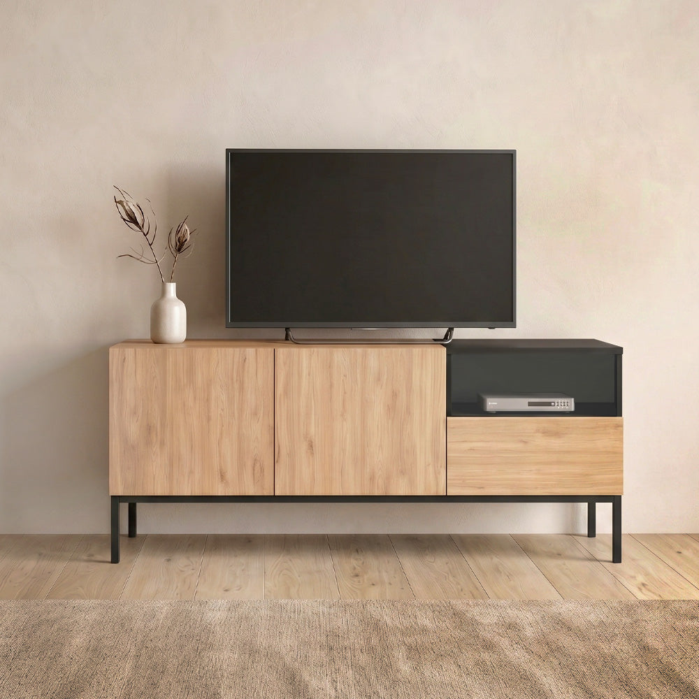 TV Stand Cailin Sepet Oak - Black Wood 140x41.8x55