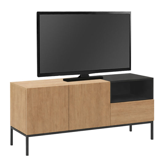 Έπιπλο Τηλεόρασης Cailin Χρώμα Sepet Oak - Black Wood 140x41,8x55