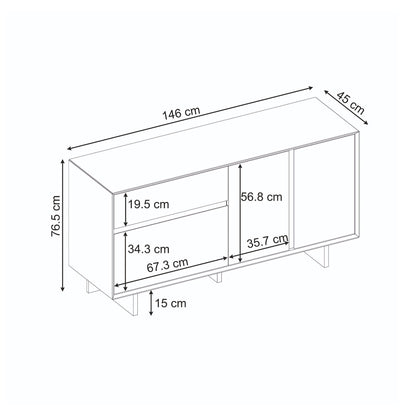 Μπουφές Capri Χρώμα Sapphire Oak 146x45x76,5
