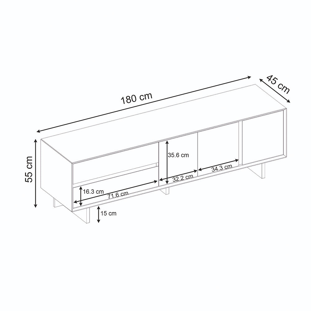 Έπιπλο Τηλεόρασης Capri Χρώμα Καρυδί Milano 180x45x55