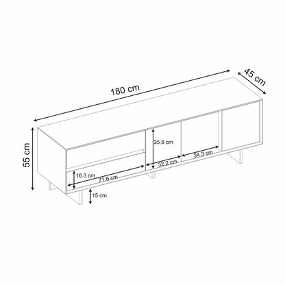 Έπιπλο Τηλεόρασης Capri Χρώμα Καρυδί Milano 180x45x55
