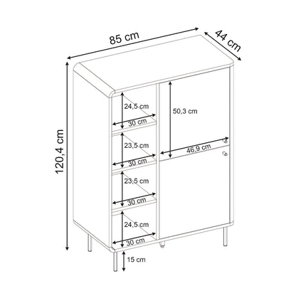 Μπουφές Colia Χρώμα Sepet Oak 85x44x120,4