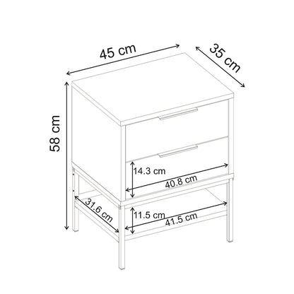 Κομοδίνο Mars Χρώμα Καρυδί UD 45x35x58