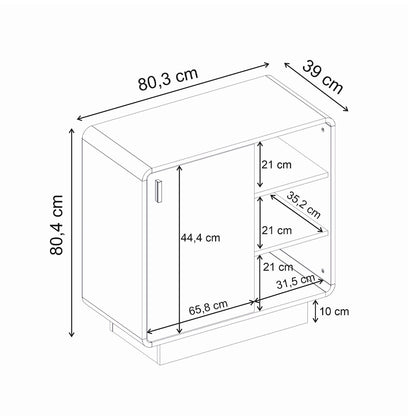 Μπουφές Rovel Χρώμα Sepet Oak 80,3x39x80,4