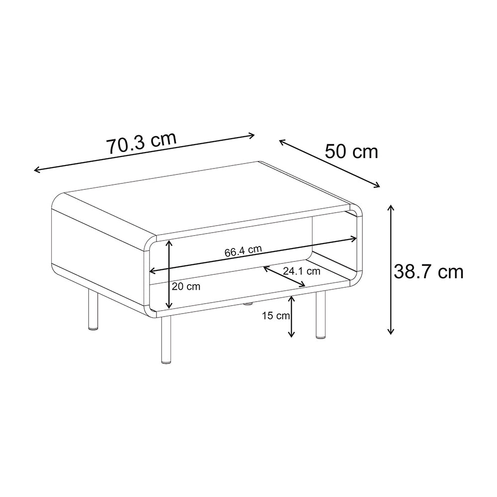 Τραπεζάκι Σαλονιού Draen Χρώμα Sepet Oak 70,3x50x38,7