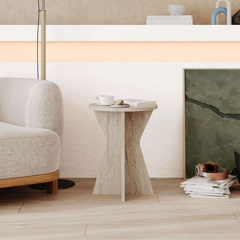 Τραπεζάκι Βοηθητικό Lisa Χρώμα Travertine Ø40x51,8