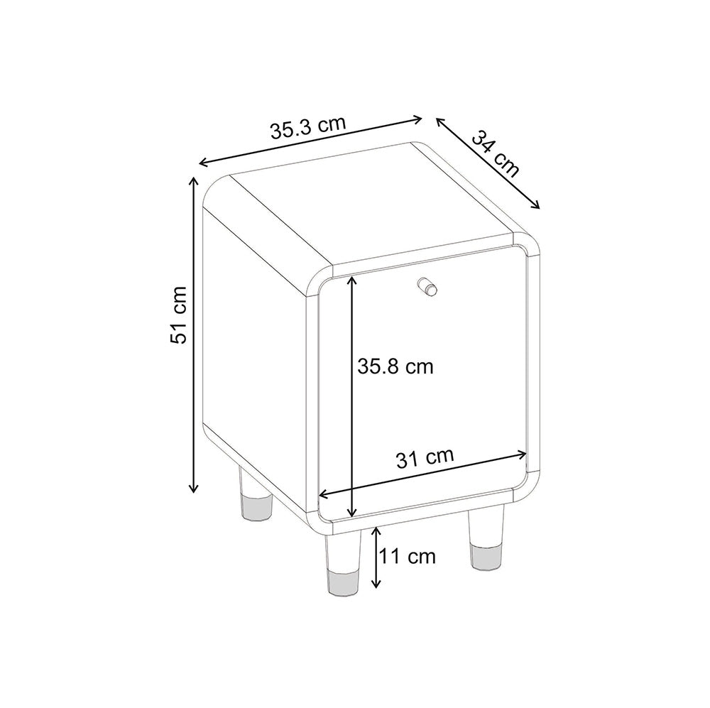 Κομοδίνο Doro Χρώμα Sepet Oak 35,3x34x51