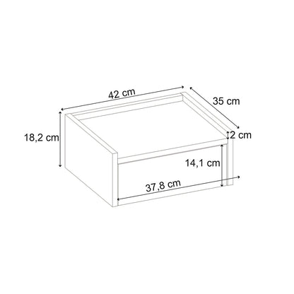 Κομοδίνο Επιτοίχιο Brisa Χρώμα Καρυδί Ud 42x35x18,2