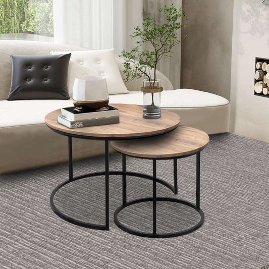 Τραπεζάκια Σαλονιού Gary MDF - Μεταλλικό Χρώμα Ακακίας 65x65x44