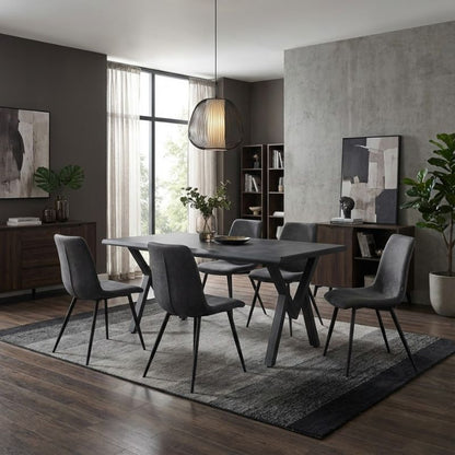 Τραπέζι Walter MDF - Μεταλλικό Χρώμα Σκούρο Γκρι Σκυροδέματος 160x80x75