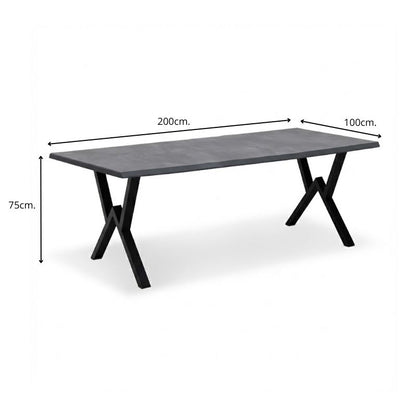 Τραπέζι Walter MDF - Μεταλλικό Χρώμα Σκούρο Γκρι Σκυροδέματος 200x100x75