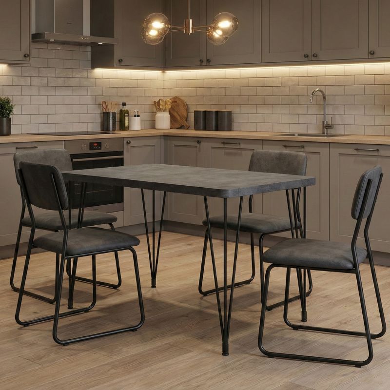 Τραπέζι Roger MDF - Μεταλλικό Χρώμα Σκούρο Γκρι Σκυροδέματος 120x70x75