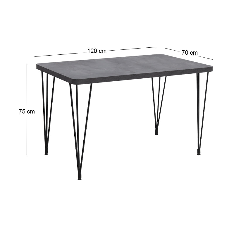Τραπέζι Roger MDF - Μεταλλικό Χρώμα Σκούρο Γκρι Σκυροδέματος 120x70x75