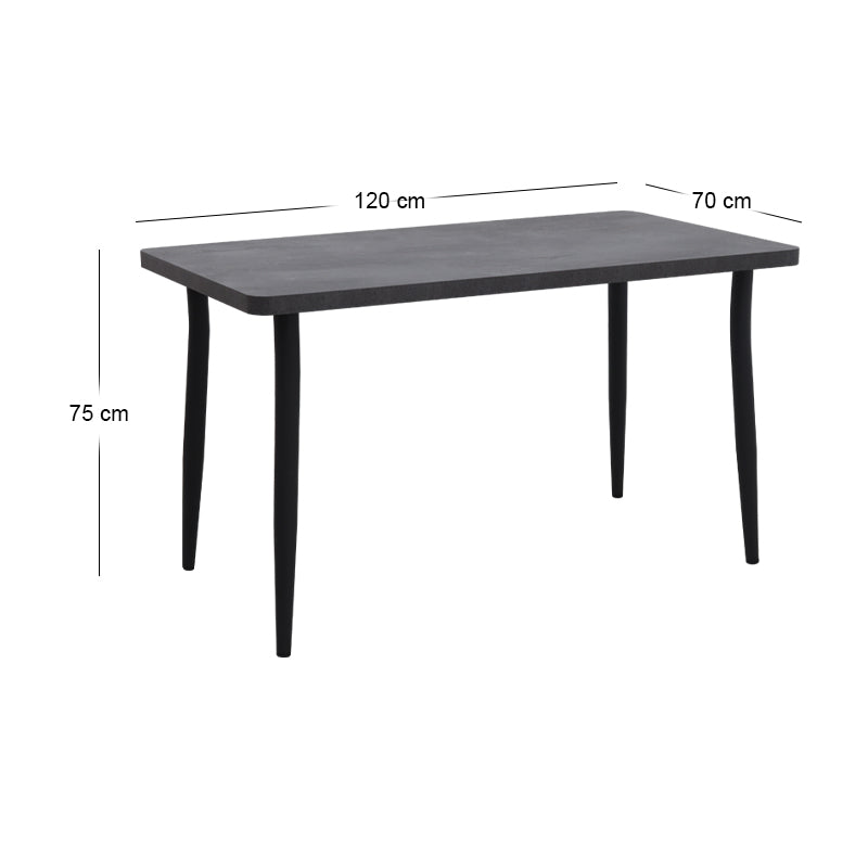 Τραπέζι Levico MDF - Μεταλλικό Χρώμα Σκούρο Γκρι Σκυροδέματος 120x70x75