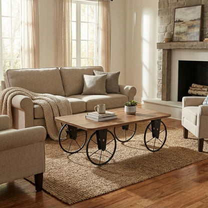 Τραπεζάκι Σαλονιού Jemmy MDF - Μεταλλικό Χρώμα Ακακίας 90x55x33