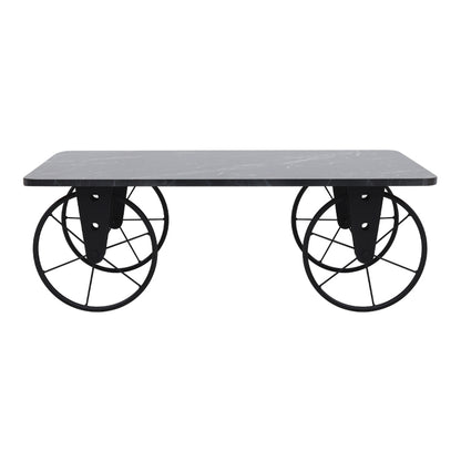 Τραπεζάκι Σαλονιού Jemmy MDF - Μεταλλικό Χρώμα Μαύρο Εφέ Μαρμάρου 90x55x33