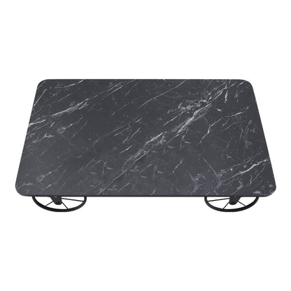 Τραπεζάκι Σαλονιού Jemmy MDF - Μεταλλικό Χρώμα Μαύρο Εφέ Μαρμάρου 90x55x33