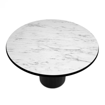 Τραπέζι Borno Χρώμα Μαύρο - Λευκό Εφέ Μαρμάρου Ø115x79