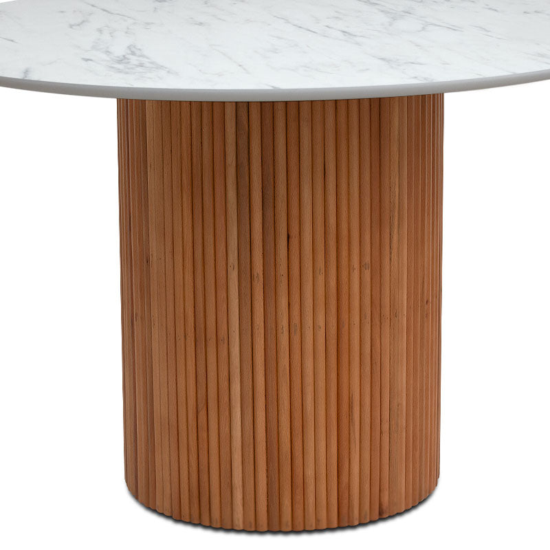 Τραπέζι Borno Χρώμα Φυσικό - Λευκό Εφέ Μαρμάρου Ø120x78