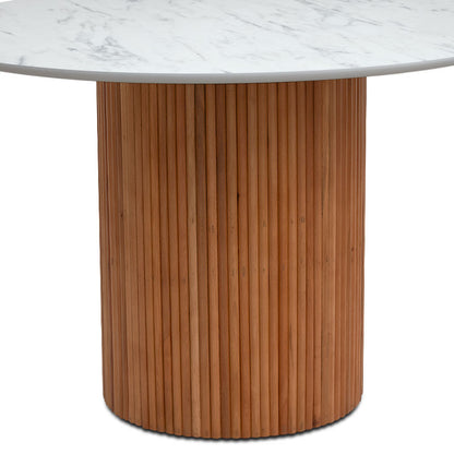 Τραπέζι Borno Χρώμα Φυσικό - Λευκό Εφέ Μαρμάρου Ø120x78