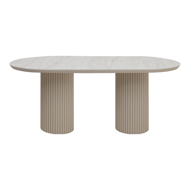 Τραπέζι Hazar MDF Χρώμα Travertine - Sandstone 180x90x77