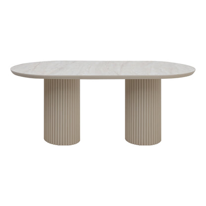 Τραπέζι Hazar MDF Χρώμα Travertine - Sandstone 180x90x77