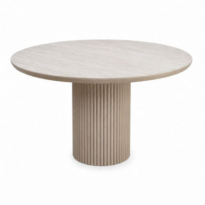 Τραπέζι Hazar MDF Χρώμα Travertine - Sandstone Ø119,5x76