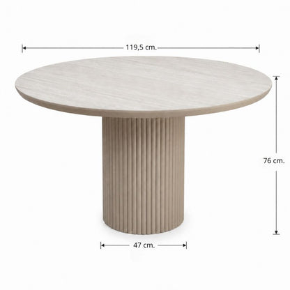 Τραπέζι Hazar MDF Χρώμα Travertine - Sandstone Ø119,5x76