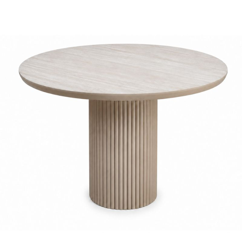 Τραπέζι Hazar MDF Χρώμα Travertine - Sandstone Ø100,5x76