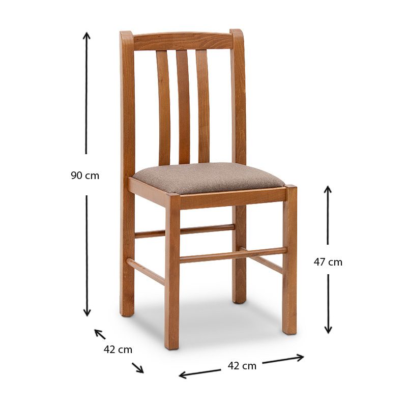 Καρέκλα Τραπεζαρίας Derry από Μασίφ Ξύλο Οξιάς Χρώμα Καρυδί 42x42x90
