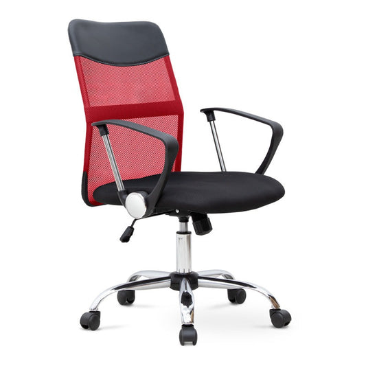 Καρέκλα Γραφείου Franco Με Ύφασμα Mesh Χρώμα Κόκκινο - Μαύρο 59X57X95/105