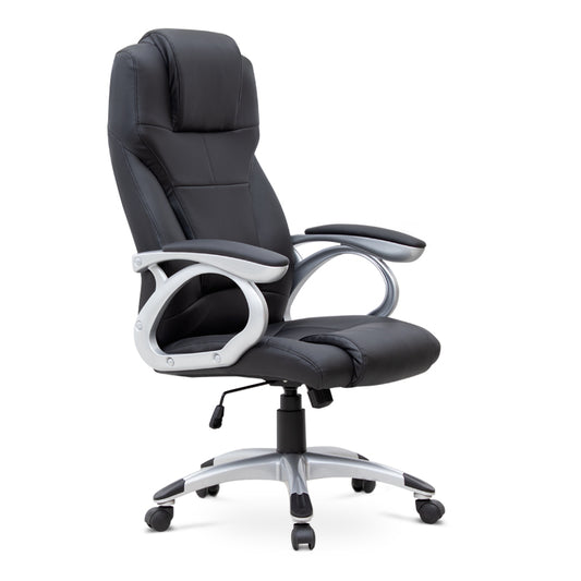 Καρέκλα Γραφείου Διευθυντική Luca Από Τεχνόδερμα Χρώμα Μαύρο 65X60X118/128