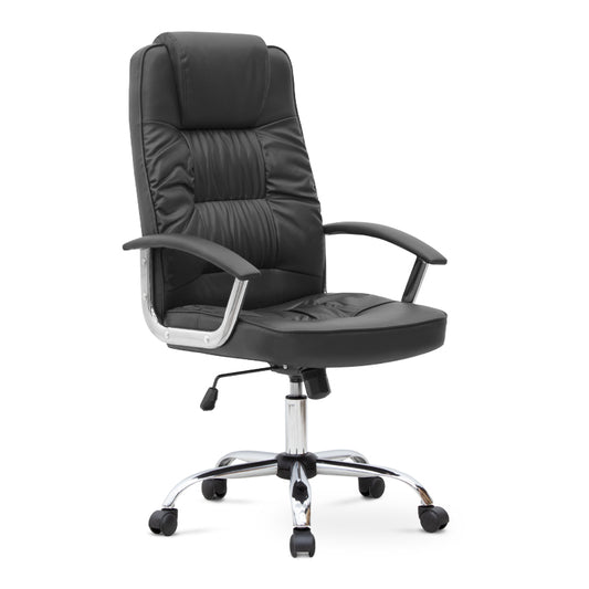 Καρέκλα Γραφείου Διευθυντική Arial Από Τεχνόδερμα Χρώμα Μαύρο 62X63X112/122