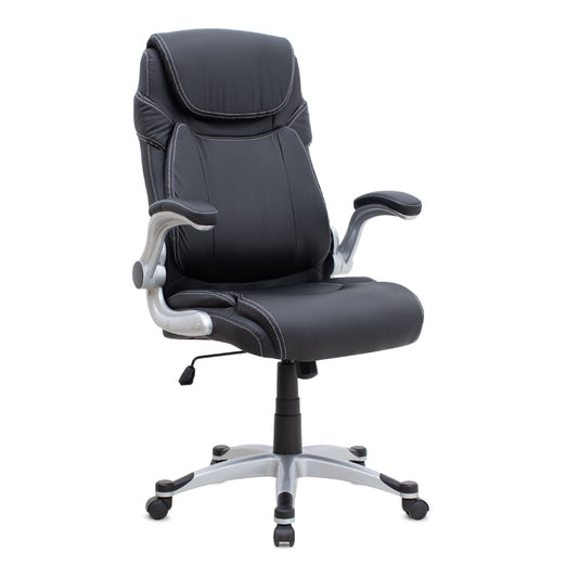 Καρέκλα Γραφείου Διευθυντική Gustavo από Τεχνόδερμα Χρώμα Μαύρο 69x65x116/126