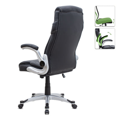 Καρέκλα Γραφείου Διευθυντική Gustavo από Τεχνόδερμα Χρώμα Μαύρο 69x65x116/126