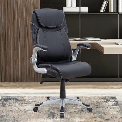 Καρέκλα Γραφείου Διευθυντική Gustavo από Τεχνόδερμα Χρώμα Μαύρο 69x65x116/126