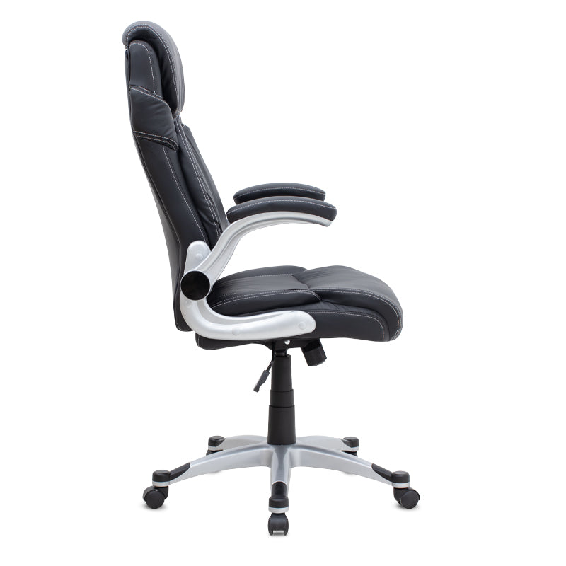 Καρέκλα Γραφείου Διευθυντική Gustavo από Τεχνόδερμα Χρώμα Μαύρο 69x65x116/126