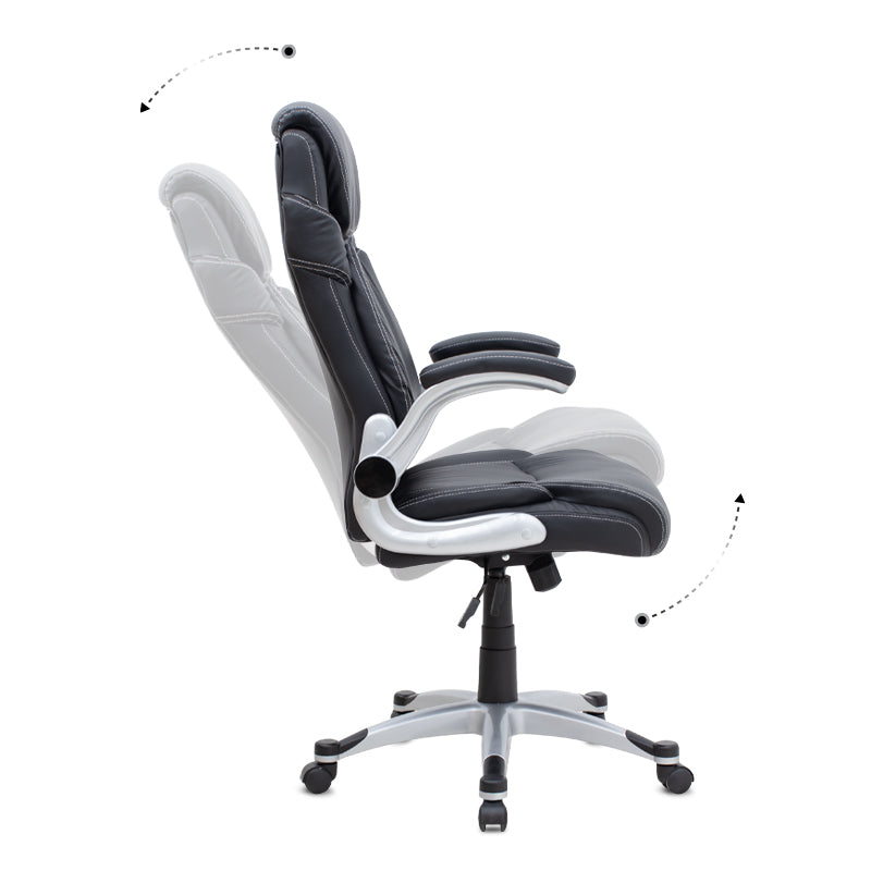 Καρέκλα Γραφείου Διευθυντική Gustavo από Τεχνόδερμα Χρώμα Μαύρο 69x65x116/126