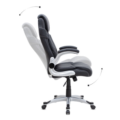 Καρέκλα Γραφείου Διευθυντική Gustavo από Τεχνόδερμα Χρώμα Μαύρο 69x65x116/126